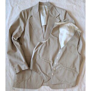Wrangler Vintage 70s Tan Heavy Twill Blazer Vest Set Men's 42 L USA Americana